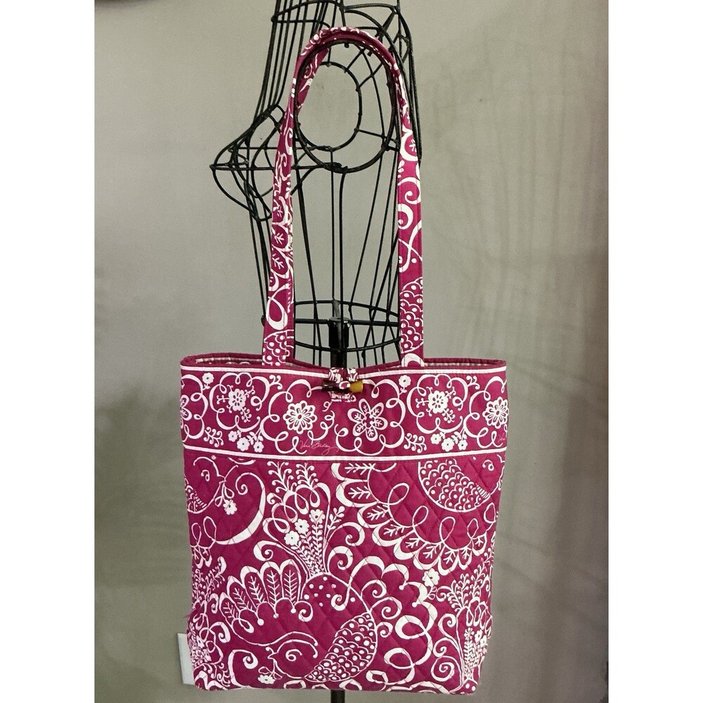 Vera Bradley Twirly Bird Retired Pink Tote Handbag Purse EUC